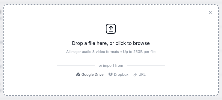 The upload form with the new Google Drive and Dropbox import options